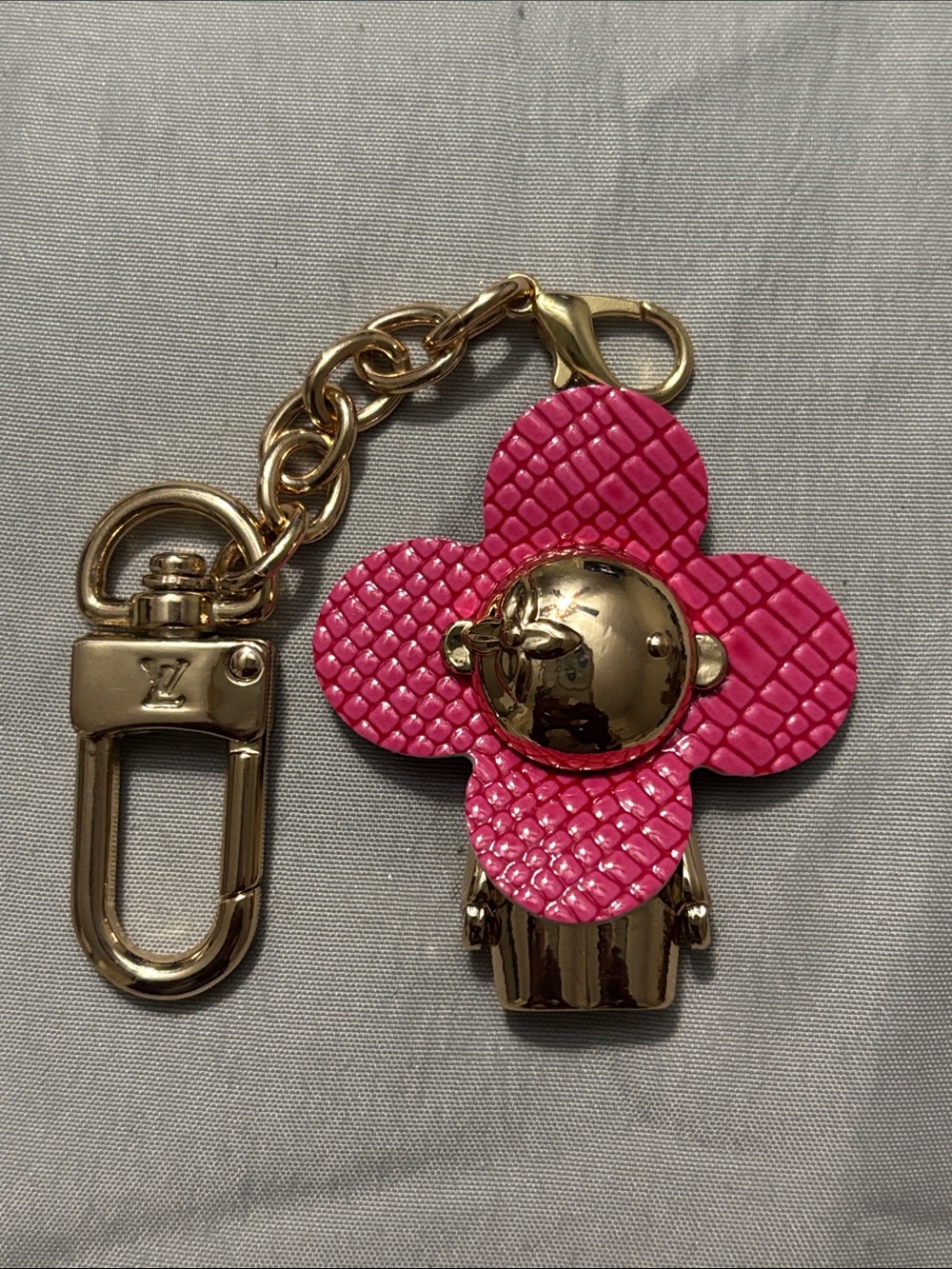 Louis Vuitton Gold & Pink Flower Keychain Charm